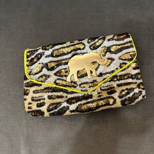 Deux Lux Leopard sequin clutch